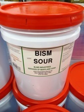 white bucket, orange lid, label - BISM Sour